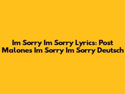 I'm Sorry I'm Sorry Lyrics: Post Malone's I'm Sorry I'm Sorry Deutsch