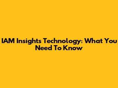 IAM Insights Technology: What You Need To Know