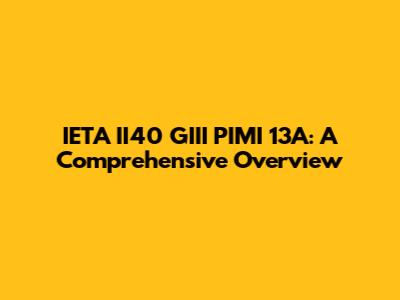 IETA II40 GIII PIMI 13A: A Comprehensive Overview