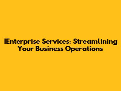 IEnterprise Services: Streamlining Your Business Operations