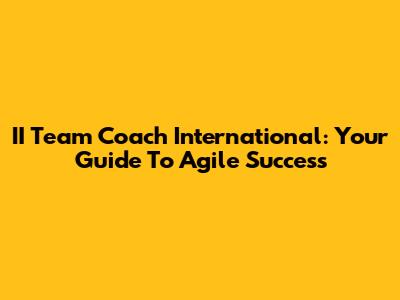 II Team Coach International: Your Guide To Agile Success