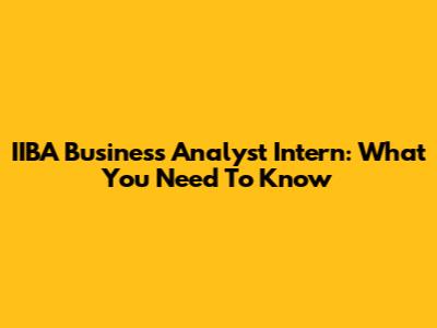 IIBA Business Analyst Intern: What You Need To Know