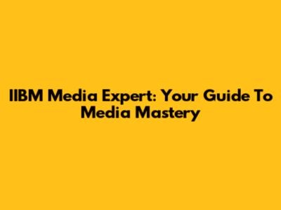 IIBM Media Expert: Your Guide To Media Mastery