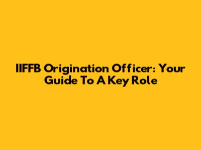 IIFFB Origination Officer: Your Guide To A Key Role