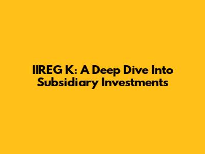 IIREG K: A Deep Dive Into Subsidiary Investments