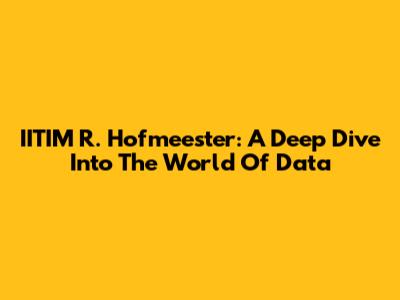 IITIM R. Hofmeester: A Deep Dive Into The World Of Data