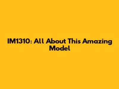 IM1310: All About This Amazing Model