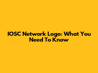IOSC Network Logo: What You Need To Know