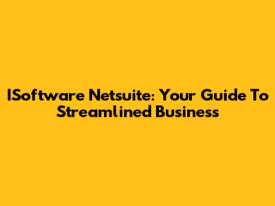 ISoftware Netsuite: Your Guide To Streamlined Business