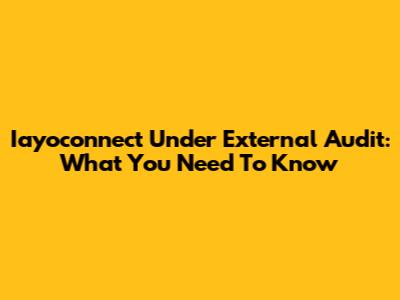 Iayoconnect Under External Audit: What You Need To Know