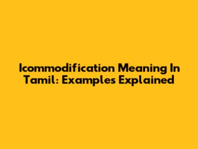 Icommodification Meaning In Tamil: Examples Explained