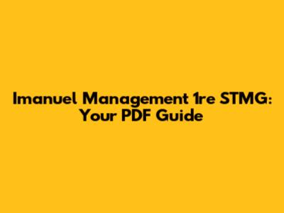 Imanuel Management 1re STMG: Your PDF Guide
