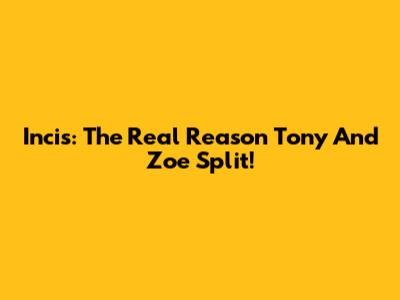 Incis: The Real Reason Tony And Zoe Split!