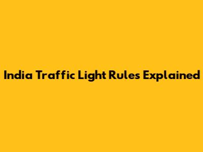India Traffic Light Rules Explained