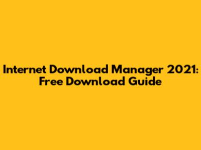 Internet Download Manager 2021: Free Download Guide