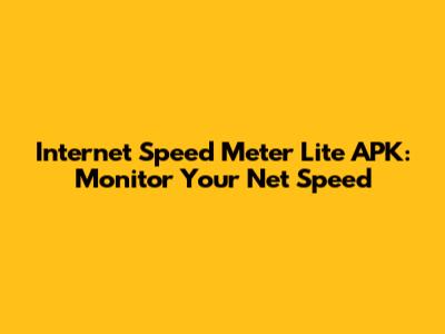Internet Speed Meter Lite APK: Monitor Your Net Speed