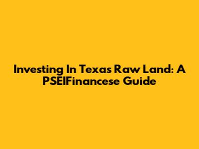 Investing In Texas Raw Land: A PSEIFinancese Guide