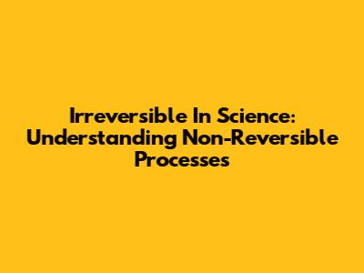 Irreversible In Science: Understanding Non-Reversible Processes