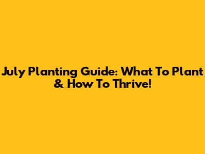 July Planting Guide: What To Plant & How To Thrive!