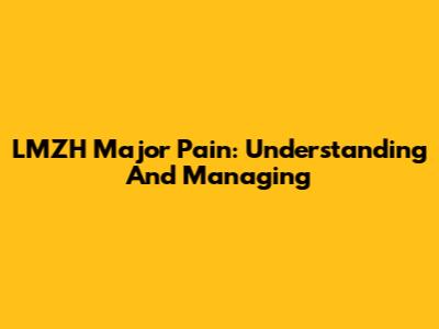 LMZH Major Pain: Understanding And Managing