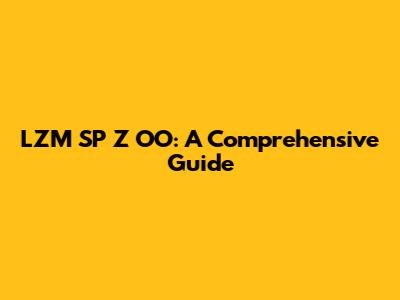 LZM SP Z OO: A Comprehensive Guide