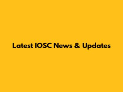 Latest IOSC News & Updates