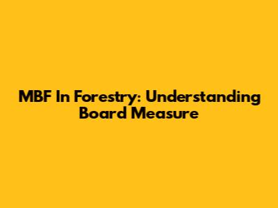 MBF In Forestry: Understanding Board Measure