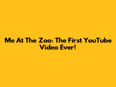 Me At The Zoo: The First YouTube Video Ever!