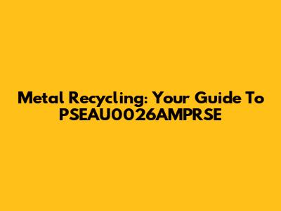 Metal Recycling: Your Guide To PSEAU0026AMPRSE