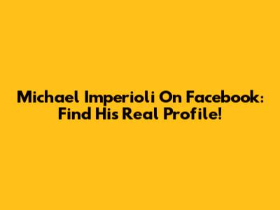 Michael Imperioli On Facebook: Find His Real Profile!