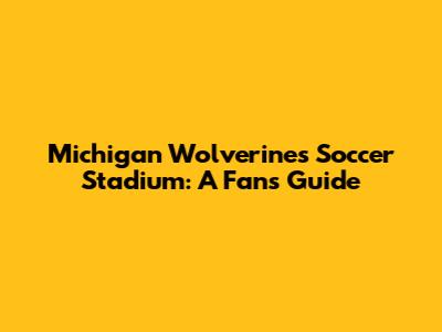 Michigan Wolverines Soccer Stadium: A Fan's Guide