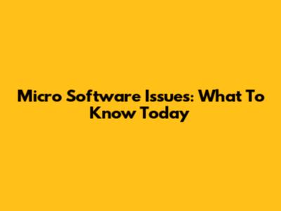 Micro Software Issues: What To Know Today