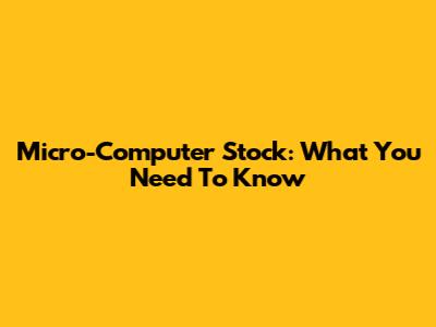 Micro-Computer Stock: What You Need To Know
