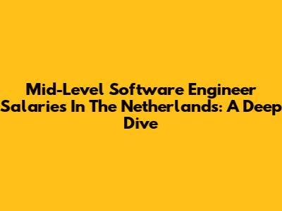 Mid-Level Software Engineer Salaries In The Netherlands: A Deep Dive