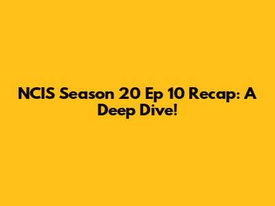 NCIS Season 20 Ep 10 Recap: A Deep Dive!