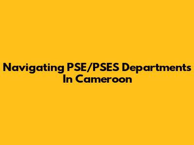 Navigating PSE/PSES Departments In Cameroon