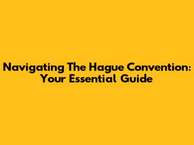 Navigating The Hague Convention: Your Essential Guide