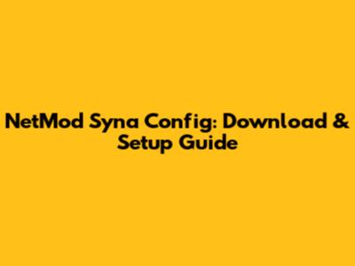 NetMod Syna Config: Download & Setup Guide