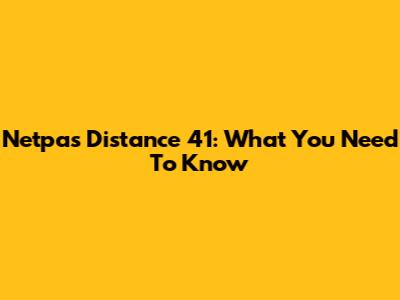 Netpas Distance 41: What You Need To Know