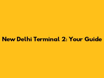 New Delhi Terminal 2: Your Guide