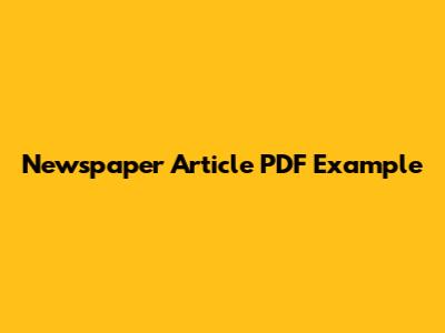 Newspaper Article PDF Example