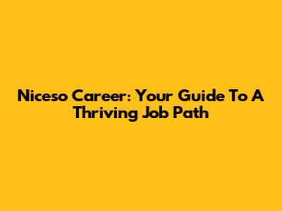 Niceso Career: Your Guide To A Thriving Job Path