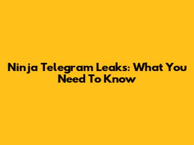 Ninja Telegram Leaks: What You Need To Know