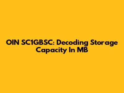 OIN SC1GBSC: Decoding Storage Capacity In MB