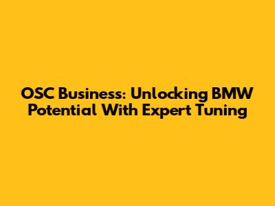 OSC Business: Unlocking BMW Potential With Expert Tuning