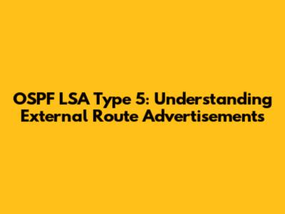 OSPF LSA Type 5: Understanding External Route Advertisements