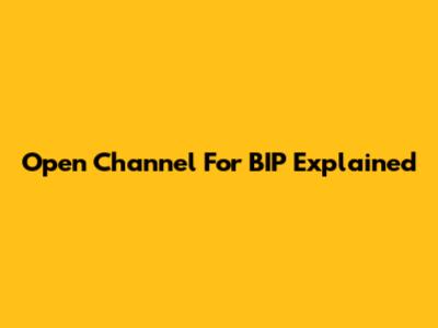 Open Channel For BIP Explained