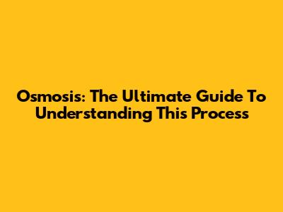 Osmosis: The Ultimate Guide To Understanding This Process