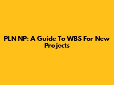 PLN NP: A Guide To WBS For New Projects