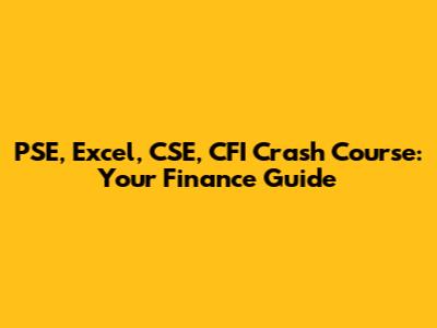 PSE, Excel, CSE, CFI Crash Course: Your Finance Guide